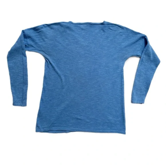 Eileen Fisher Organic Cotton Linen Blue V Neck Pull over, XS - Picture 5 of 7